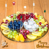 100-Pack Christmas Cocktail Sticks with Festive Snowflake, Snowman, Reindeer, and Tree Designs - Bamboo Picks for Holiday Drinks, Appetizers, and Party Decorations