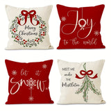 4pcs Rustic Country Traditional Christmas Pillow Covers, 18x18inch, Floral Pattern, Polyester, Zipper Closure, Machine Washable, for Home Sofa & Couch Decor