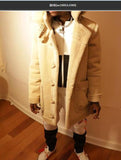 Black Spot Men's Faux Leather Fleece Coat Hooded Big Fur Collar Men's Jacket