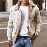 Spot order surge wish  men's imitation leather fleece fur integrated short coat large lapel men's jacket