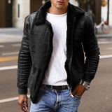 Spot order surge wish  men's imitation leather fleece fur integrated short coat large lapel men's jacket
