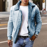 Spot order surge wish  men's imitation leather fleece fur integrated short coat large lapel men's jacket