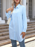 woloong Split-Joint Loose Long Sleeves Lapel Blouses