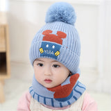 2pcs Children's Hat + Scarf Set Thickened Warm Knitted Hat Set