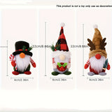 3Pcs Deer Antler Dwarf Rudolf Dolls, Plaid Hats, Elegant Decorative Tabletop Faceless Dwarf Standing Christmas Decorations