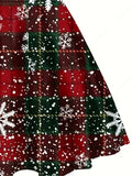 Stylish Christmas Snowflake Print Cami Dress, Backless Sleeveless Pleated Casual Women's Clothing with Festive Flair