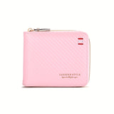 Classic Mini Solid Color Short Wallet, Zipper Around Coin Purse, Versatile Credit Card Holder