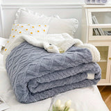 1pc Solid Color Double-layer Jacquard Tower Skin Velvet Lamb Velvet Blanket, Thickened Single Bed Blanket, Air Conditioning Throw Blanket