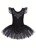 Elegant & Sparkling Girls’ Ballet Tutu Dress – Sequined Performance Wear with Rhinestone Detail, Stretchy and Versatile for Parties & Dance