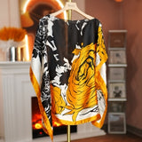 woloong Batwing Sleeves Loose Flower Print Zipper Mock Neck Blouses&shirts Tops