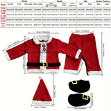 Classic Santa Claus Costume Set for – 4pcs Festive Outfit with Coat, Pants, Hat, and Shoe Covers, Soft Red Polyester, Baby Christmas Apparel, Collar Top for Seasonal Parties and Events