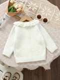 Adorable Rabbit Bird Pattern Knitted Cardigan Sweater - Soft, Casual, Ruffled, Button-Down, Long-Sleeve, Toddler & Infant Girl's Fall Winter Clothing - Perfect for Daily Wear, Outdoor Play, and Special Occasions