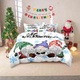 3-Piece Christmas Gnome Duvet Cover Set - Digital Print Zipper Closure - 100% Polyester Sanded Fabric - Machine Washable - All-Season Bedding with 2 Pillowcases - No Duvet Insert - 90g Square Weight