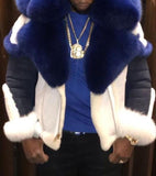 2025 In stock order surge wish  men's imitation leather fleece fur integrated short coat big fur collar men's jacket