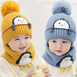 2pcs Children's Hat + Scarf Set Thickened Warm Knitted Hat Set