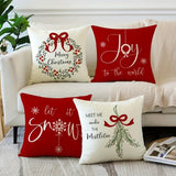 4pcs Rustic Country Traditional Christmas Pillow Covers, 18x18inch, Floral Pattern, Polyester, Zipper Closure, Machine Washable, for Home Sofa & Couch Decor