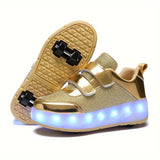 Luminous Low-Top Roller Skateboard Shoes for Girls - Wear-Resistant, Anti-Slip, LED Light Accents, Perfect for Indoor and Outdoor Fun in Spring and Summer