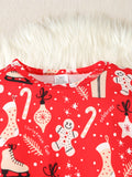 2pcs Set of Children and Toddler's Autumn and Winter Warm Fleece Underwear, Long Sleeve Thermal Outdoor Suit, Velvet Fabric, Christmas, Cookie Cartoon