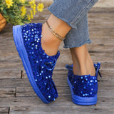 Stylish Sequin Embellished Loafers - Women's Fashion Round Toe Flat Shoes for Casual Party Occasions - Sparkling Comfortable Low Top Slip-Ons with Soft Insoles