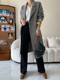 woloong Split-Joint Contrast Color Buttoned Long Sleeves Flared Sleeves V-Neck Cardigan Tops