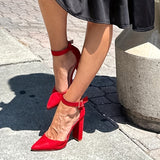 Elegant & Chic High Heel Pumps: Comfortable Block Heel, Pointed Toe with Ankle Strap - Stylish All-Season Women's Footwear