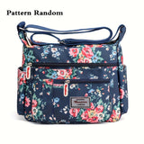 Floral Pattern Crossbody Bag - Water-Resistant Nylon Shoulder Bag with Multiple Pockets, Polyester Lining, and Zipper Closure - Perfect Mothers Day Gift for Mom or Any Occasion