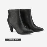 Women's Pointed Toe Ankle Boots High Heel Booties Fashion Zipper Dress Boots