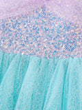 Stunning Mermaid Princess Tutu Dress - Sparkling Sequin, Flutter Trim, Sleeveless Design - Perfect for Party, Christmas, Halloween, Mardi Gras, Carnival, Performance, and Gift Giving