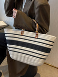 woloong Striped Split-Joint Contrast Color Handbags