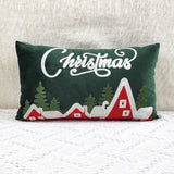 1pc Vibrant Green Dutch Fleece Embroidered Christmas Cushion Throw Pillow Cover