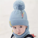 2pcs Children's Hat + Scarf Set Thickened Warm Knitted Hat Set