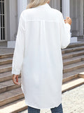 woloong Split-Joint Loose Long Sleeves Lapel Blouses