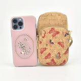 Retro Butterfly Print Crossbody Bag, Fashion Mobile Phone Bag, Women's Vegan Leather Wallet & Coin Purse