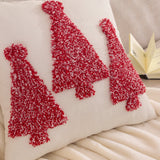 2pcs Canvas Christmas Tree Embroidery Throw Pillow Covers, Printed Pillowcase for Home, Room, Bedroom, Living Room, Car, Sofa Decor