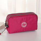 Three Zipper Clutch Wallet, Women Multi Layer Coin Purse, Versatile Wristlet Mobile Phone Bag