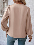 woloong Solid Color Elasticity Loose Long Sleeves V-Neck Blouses&Shirts Tops