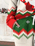 Cozy Santa Claus Print Two-Piece Outfit - Women's Casual Clothing - Crew Neck Long Sleeve Top & Slant Pocket Drawstring Waist Pants with Festive Holiday Design