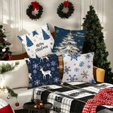 4-Pack 18x18 Inch Contemporary Christmas Throw Pillow Covers with Zipper Closure, Hand Washable Polyester, Woven Festive Print Design for Living Room Sofa Decoration (Pillow Inserts Not Included)