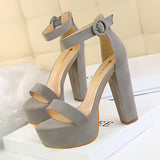 woloong Women's Nightclub Platform Open Toe Belt Buckle Heels