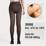 Women's High-Waist Fleece-Lined Tights, Polyester and Spandex Blend, Solid Color Knit Fabric, Warm and Elastic, Hand Washable - 1 Pair