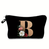 woloong  Flower & Letter Print Cosmetic Bag, Zipper Portable Makeup Pouch, Lightweight Coin Purse