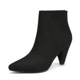 Women's Pointed Toe Ankle Boots High Heel Booties Fashion Zipper Dress Boots