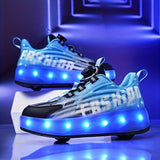 Girl's Trendy LED Light Up Fashion Roller Shoes, Comfy Reflective Design Detachable Wheel Skate Sneakers For Kids Teen Outdoor