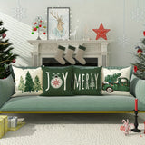 4pcs Winter Christmas Pillowcase Set - Cozy Green & White with Festive Tree and Car Designs, Zip Closure, Machine Washable - Perfect for Sofa, Bedroom, Living Room Decor