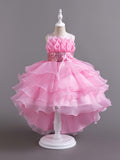 Sparkling Princess Ruffle Dress - Flouncy Tulle Gown with Glitter Sequins & Multi-Layer Organza Trail - Perfect for Girls Formal Events & Pageants