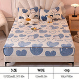 1pc Thickened Velvet Fitted Sheet For All Season, Soft Comfortable Autumn And Winter Bedding Love Cute Rabbit Print Mattress Protector, For Bedroom, Guest Room, With Deep Pocket, Fitted Bed Sheet Only