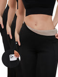 3Pcs Fleece Liner Yoga Pants, High Waist Side Pocket High Stretch Slimming Yoga Leggings, Women's Activewear