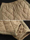 woloong Casual Loose Quilted Solid Color Padded Harem Pants