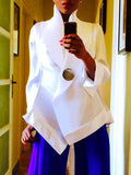 woloong Long Sleeves Loose Buttoned Solid Color Stand Collar Blouses&Shirts Tops