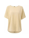 woloong Tied Backless Loose High-Low Round-Neck T-Shirts Tops